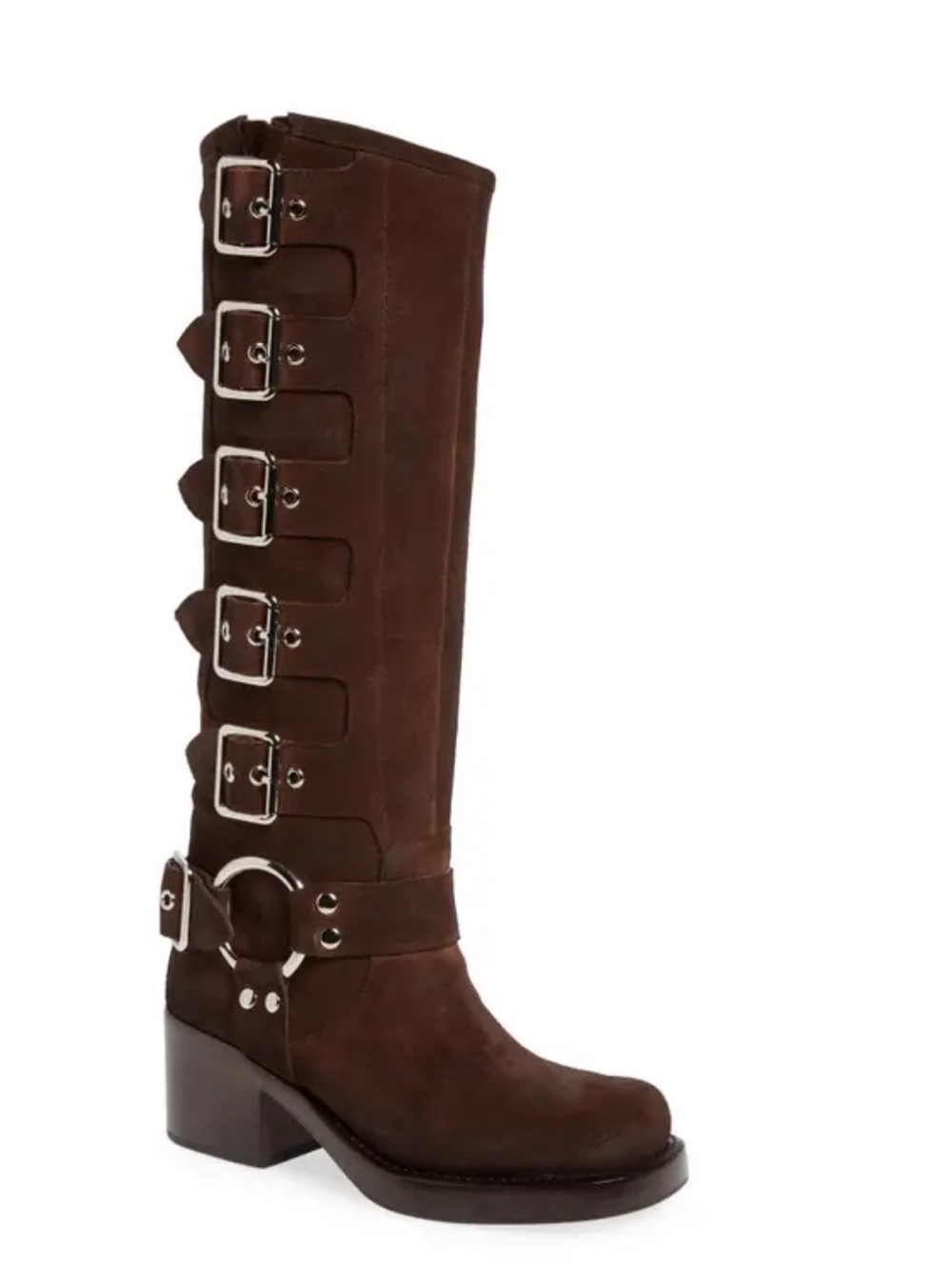 Jeffrey Campbell Brown Suede Over-the-Knee Buckle Boots
